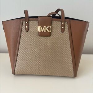 Michael Kors Leather and Straw Tote